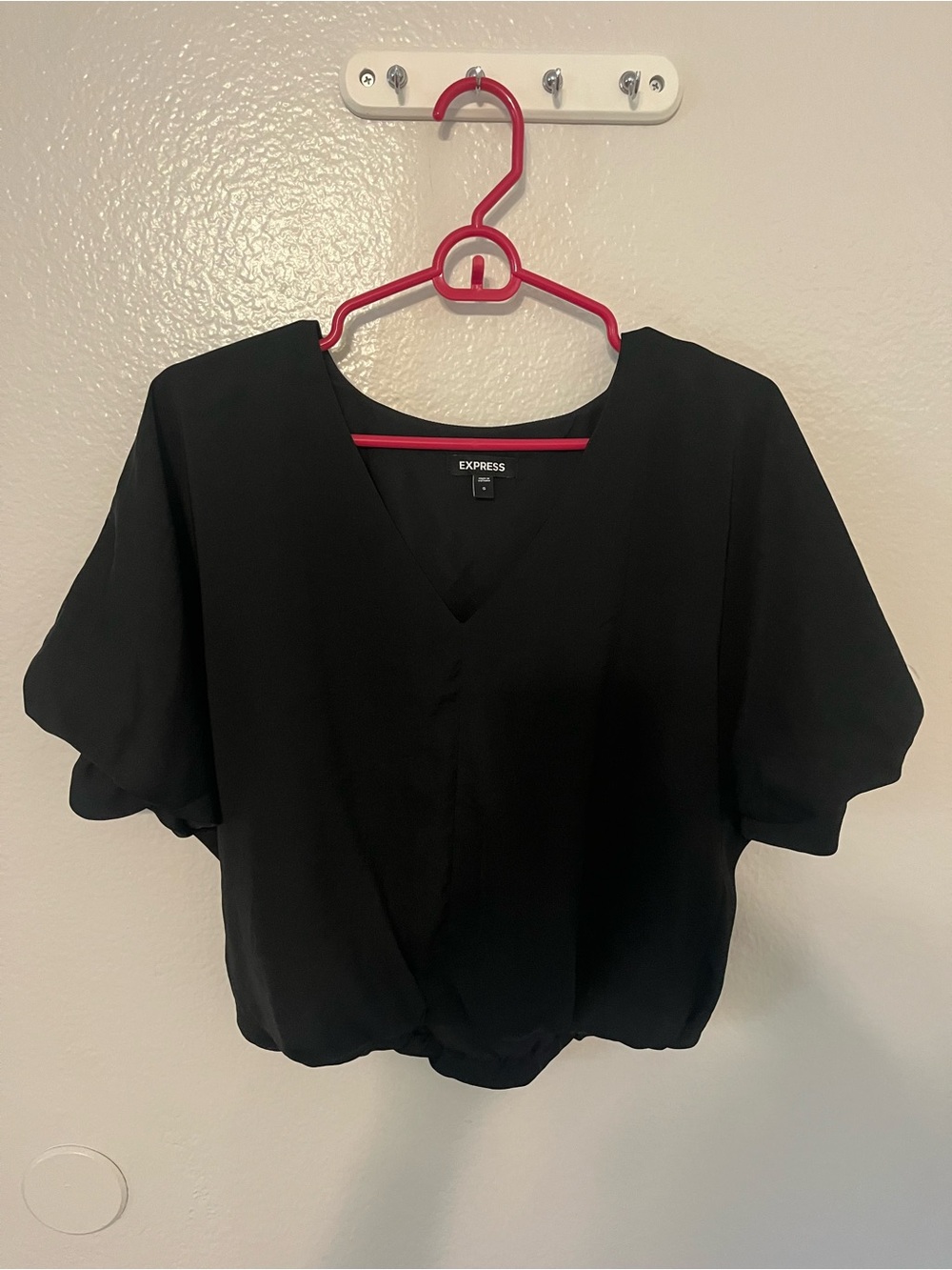 Express Black V-Neck Short Sleeve Blouse